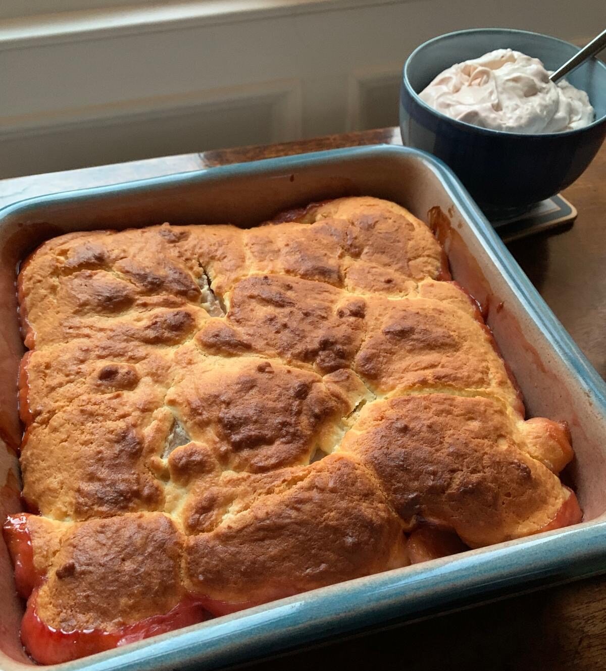 Orchard Fruits Cobbler with Cider Cream Sauce